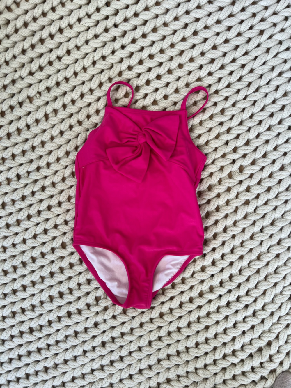 Carters 5t Girls' Bright Pink One-Piece Swimsuit with Front Bow NWOT